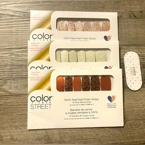 3 color street nail kits & nail file (all new)